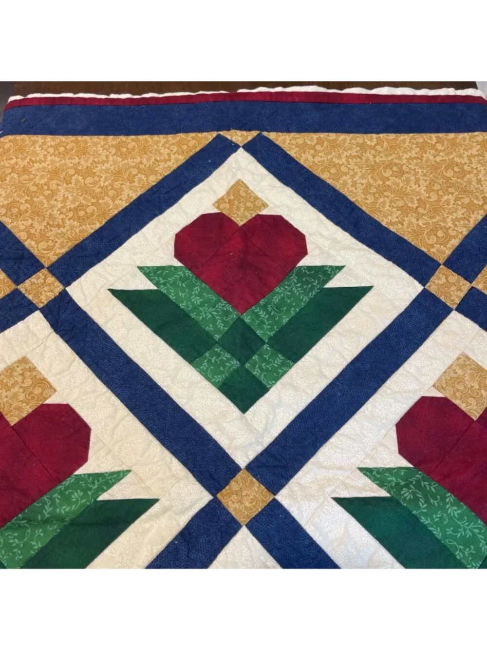 Handmade Quilted Heart Blossom Hanging Tapestry Wall Quilt Folksy‎ Country Style